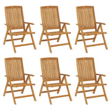 Reclining Garden Chairs 6 pcs Solid Wood Teak - Front View