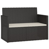 Garden Bench with Cushions Black 105 cm Poly Rattan - Front View