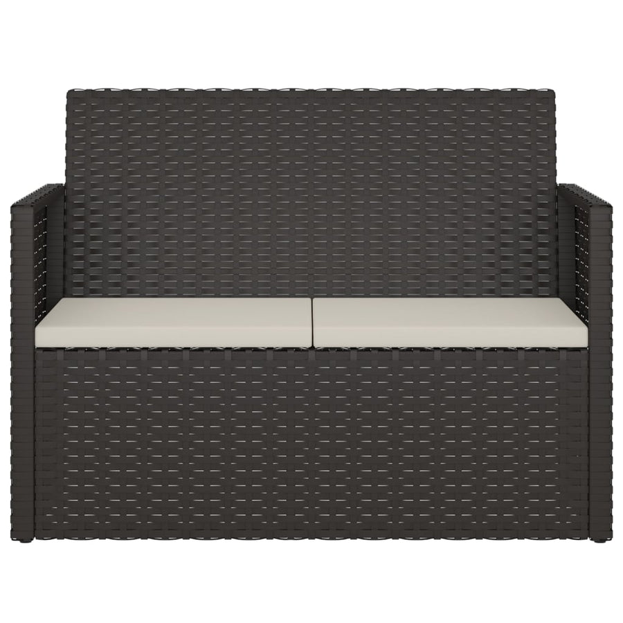 Garden Bench with Cushions Black 105 cm Poly Rattan