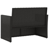 Garden Bench with Cushions Black 105 cm Poly Rattan - Rear View