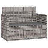 Garden Bench with Cushions Grey 105 cm Poly Rattan - Front View