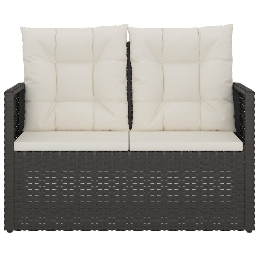 Garden Bench with Cushions Black 105 cm Poly Rattan