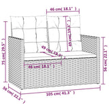 Garden Bench with Cushions Black 105 cm Poly Rattan