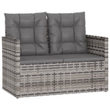 Garden Bench with Cushions Grey 105 cm Poly Rattan - Front View