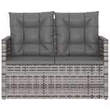 Garden Bench with Cushions Grey 105 cm Poly Rattan - Top-Down View