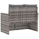 Garden Bench with Cushions Grey 105 cm Poly Rattan - Rear View