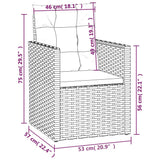 Garden Armchair with Cushions Grey Poly Rattan
