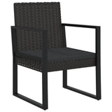 Garden Armchair with Cushion Black Poly Rattan - Front View