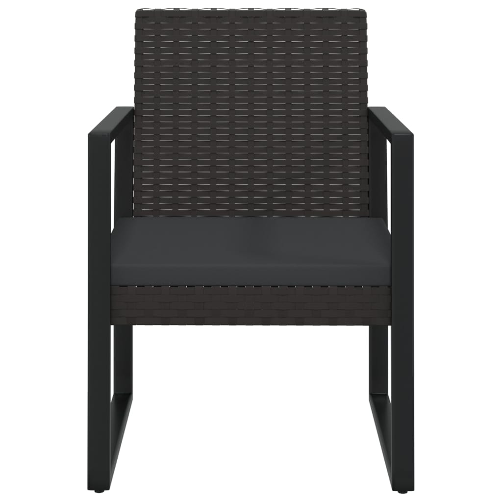 Garden Armchair with Cushion Black Poly Rattan