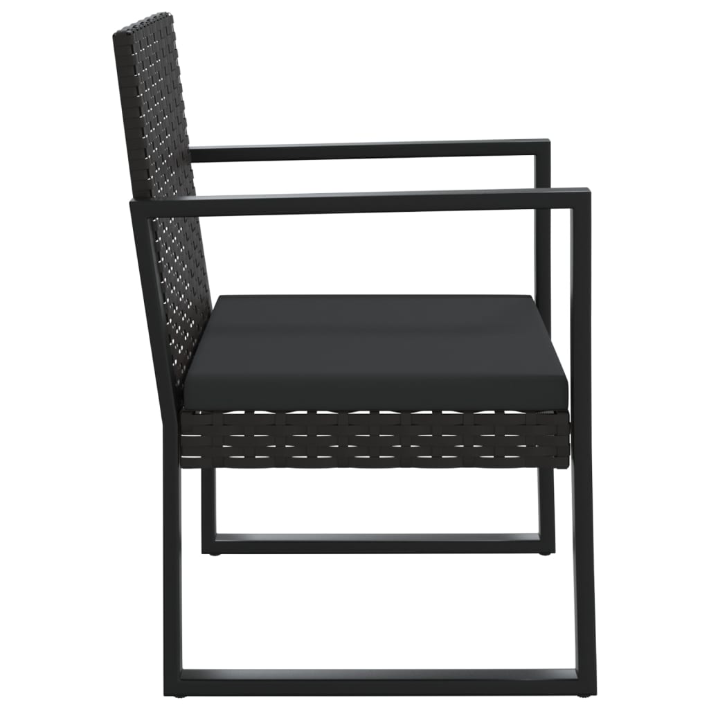 Garden Armchair with Cushion Black Poly Rattan