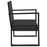 Garden Armchair with Cushion Black Poly Rattan