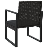 Garden Armchair with Cushion Black Poly Rattan