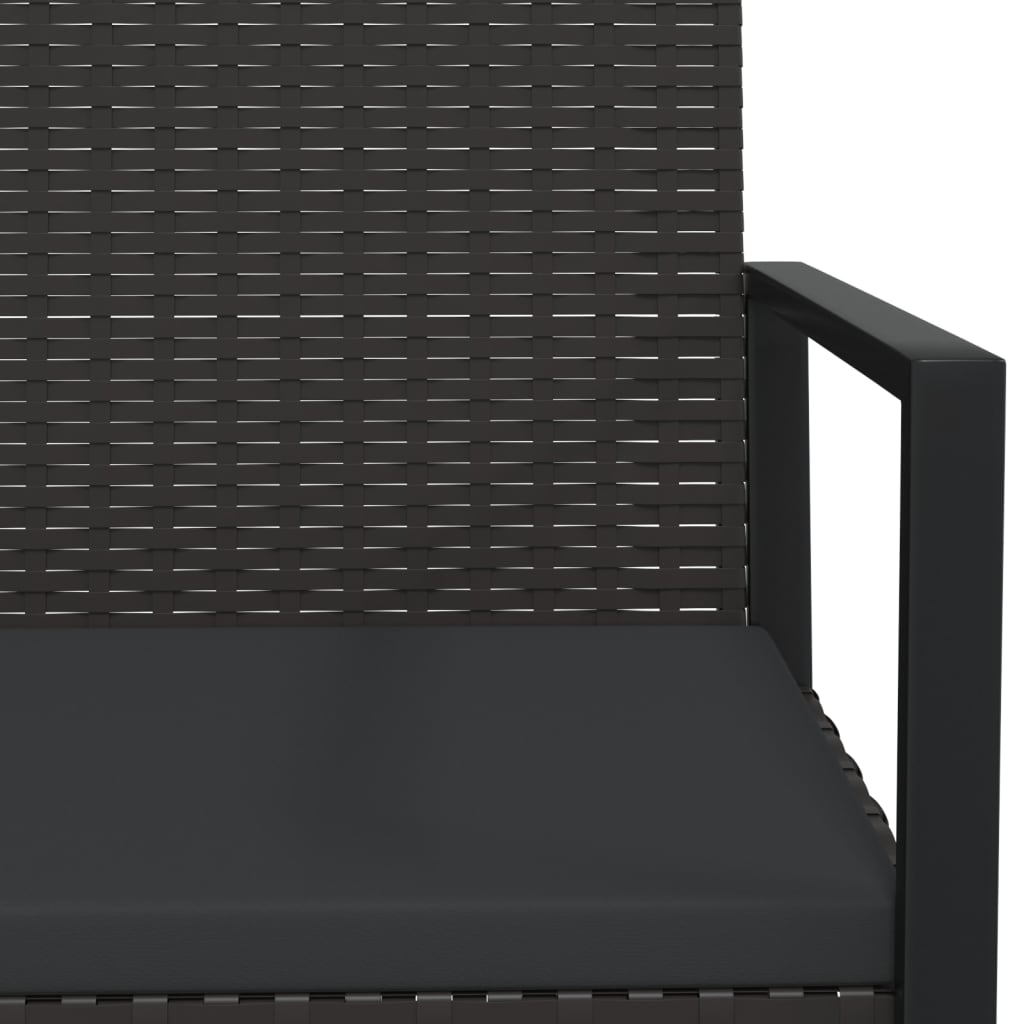 Garden Armchair with Cushion Black Poly Rattan