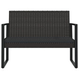 Garden Bench with Cushions Black 106 cm Poly Rattan - Side View