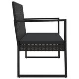 Garden Bench with Cushions Black 106 cm Poly Rattan - Top-Down View