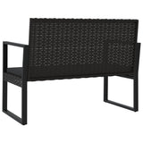 Garden Bench with Cushions Black 106 cm Poly Rattan - 45-Degree Angle