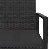 Garden Bench with Cushions Black 106 cm Poly Rattan - Rear View
