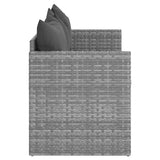 3-Seater Garden Sofa with Cushions Grey Poly Rattan - 45-Degree Angle