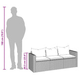 3-Seater Garden Sofa with Cushions Grey Poly Rattan - Extra Image