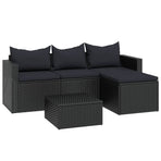 Garden Lounge Set Black Poly Rattan