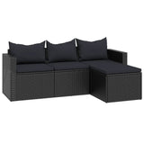 Garden Lounge Set Black Poly Rattan - Side View