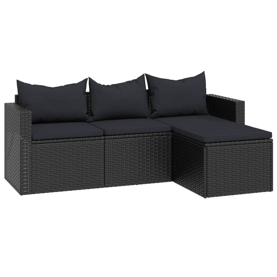 Garden Lounge Set Black Poly Rattan