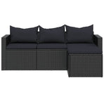 Garden Lounge Set Black Poly Rattan