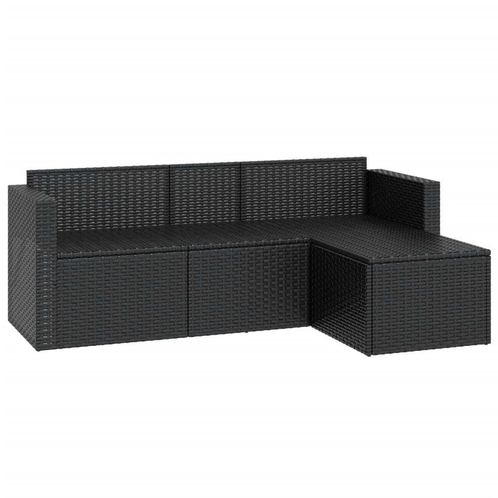 Garden Lounge Set Black Poly Rattan
