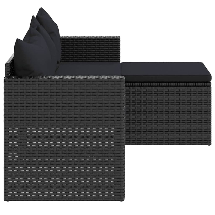 Garden Lounge Set Black Poly Rattan