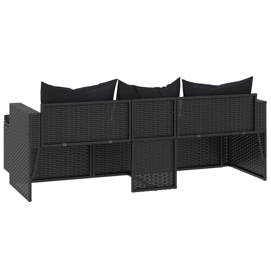 Garden Lounge Set Black Poly Rattan