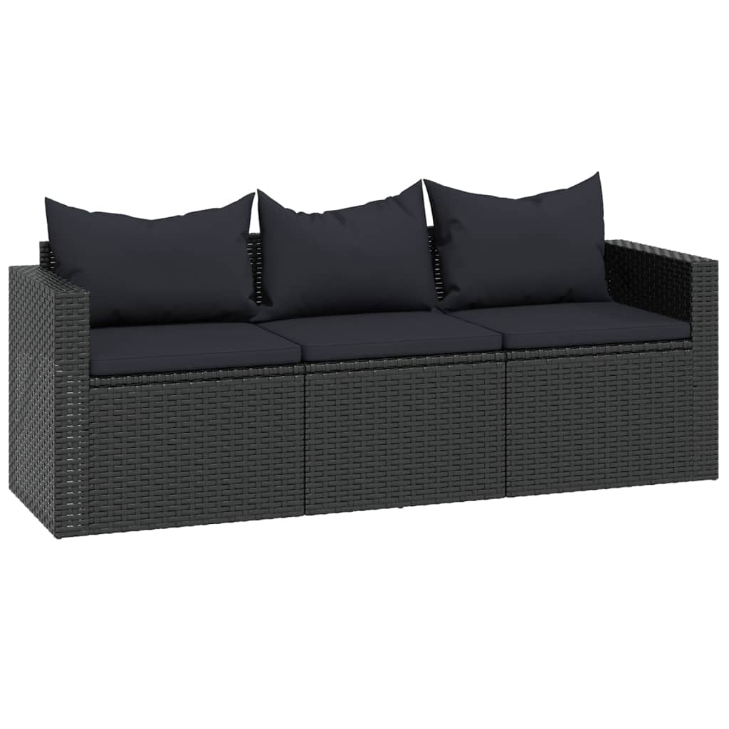 Garden Lounge Set Black Poly Rattan