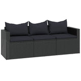 Garden Lounge Set Black Poly Rattan - Low Angle