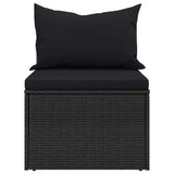 Garden Middle Sofas with Cushions 2 pcs Black Poly Rattan - 45-Degree Angle