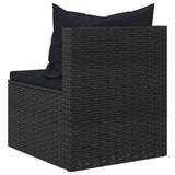 Garden Middle Sofas with Cushions 2 pcs Black Poly Rattan - Close-Up Angle