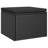 3-Seater Garden Sofa with Roof and Footstool Black Poly Rattan