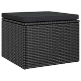 3-Seater Garden Sofa with Roof and Footstool Black Poly Rattan - Rear View
