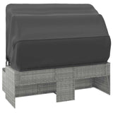 3-Seater Garden Sofa with Roof and Footstool Grey Poly Rattan