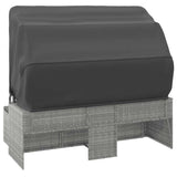 3-Seater Garden Sofa with Roof and Footstool Grey Poly Rattan - Low Angle