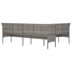 L-shaped Garden Sofa with Cushions Grey Poly Rattan