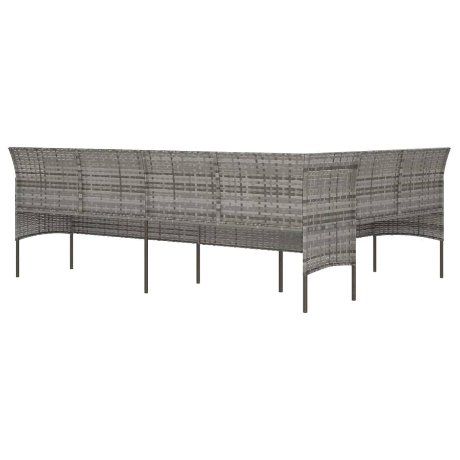 L-shaped Garden Sofa with Cushions Grey Poly Rattan