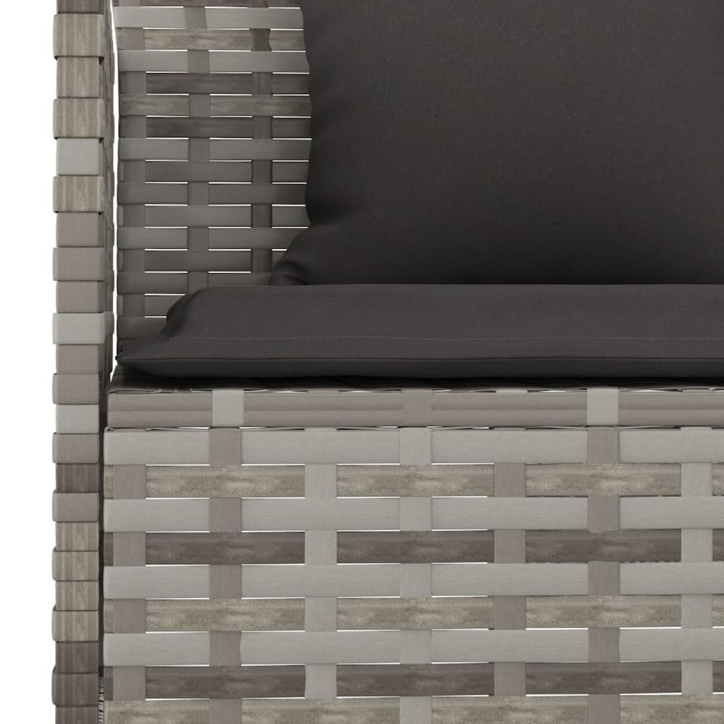 L-shaped Garden Sofa with Cushions Grey Poly Rattan