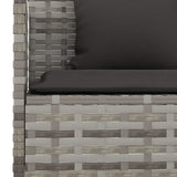 L-shaped Garden Sofa with Cushions Grey Poly Rattan