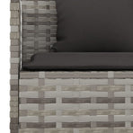 L-shaped Garden Sofa with Cushions Grey Poly Rattan