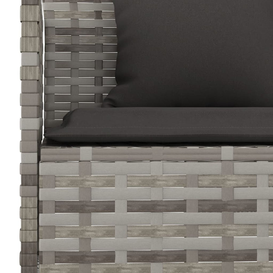 L-shaped Garden Sofa with Cushions Grey Poly Rattan