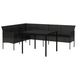2 Piece Garden Dining Set with Cushions Black Poly Rattan - Top-Down View