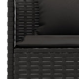 2 Piece Garden Dining Set with Cushions Black Poly Rattan - Rear View