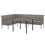 2 Piece Garden Dining Set with Cushions Grey Poly Rattan - Top-Down View