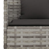 2 Piece Garden Dining Set with Cushions Grey Poly Rattan - Rear View