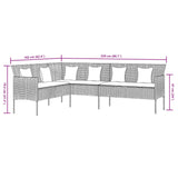 2 Piece Garden Dining Set with Cushions Grey Poly Rattan - Low Angle