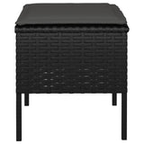 Garden Footstools with Cushions 4 pcs Black Poly Rattan - Rear View
